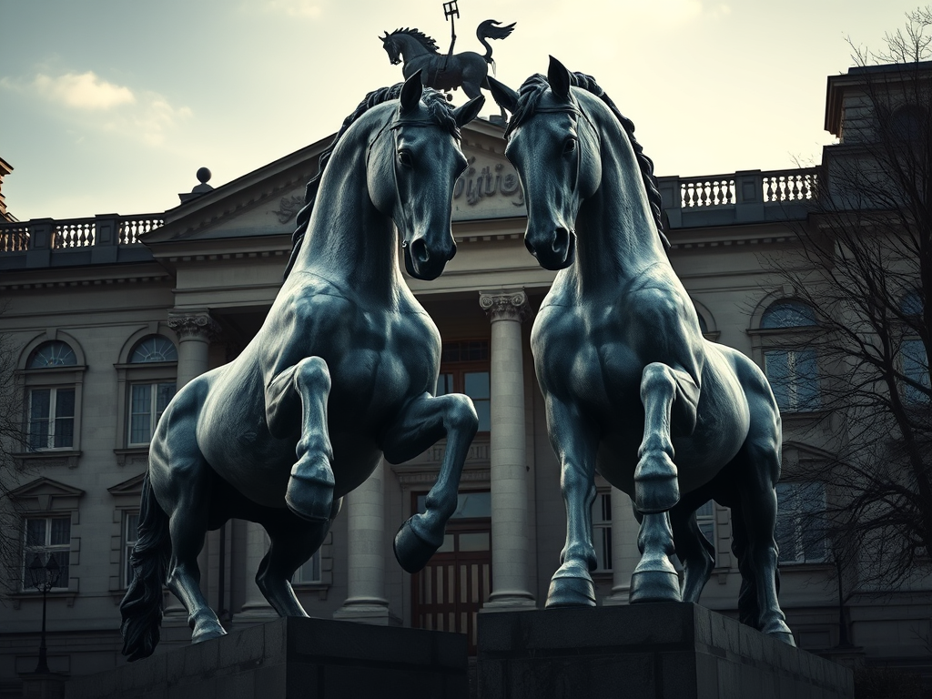 Hallan dos esculturas gigantes de unos caballos que estuvieron en la cancillería de Hitler