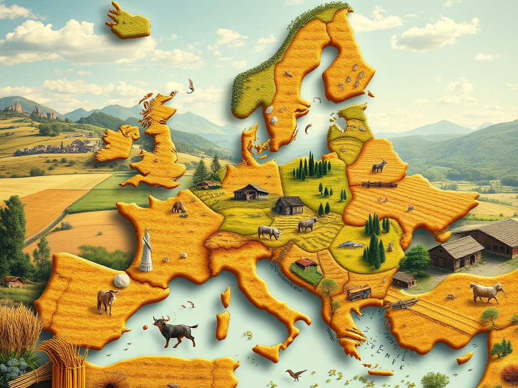 🌾🪵🌊 Mapa de la Agricultura, Ganadería, Pesca y Recursos Forestales del Continente Europeo