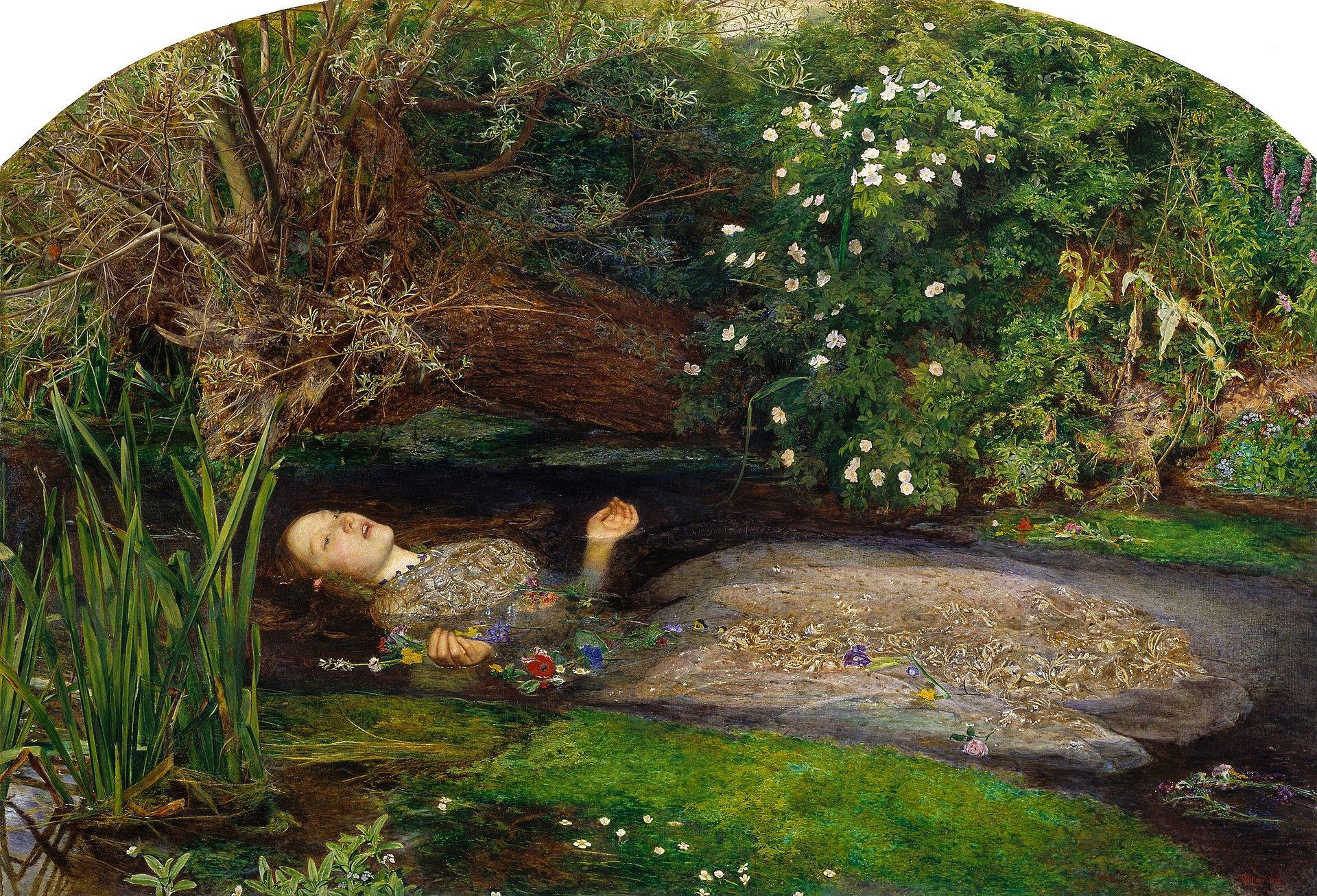 🌿 Ofelia: la belleza trágica flotando entre flores y silencio